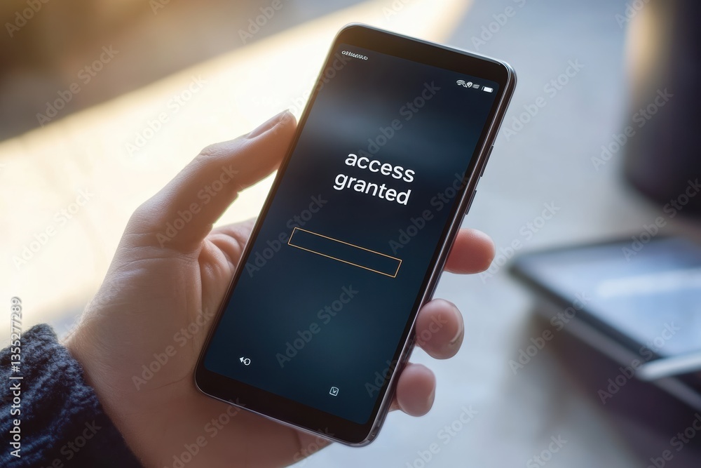 Aufkleber creative graphic layout for advertising a hand-held smartphone display with user access screen