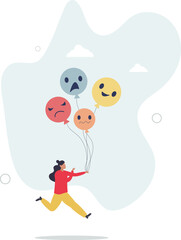 Emotional control and self regulation, stressed management or mental health awareness, feeling and expression concept.flat character life .