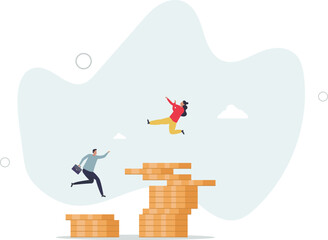 Gender pay gap, inequality between man and woman wage, salary or income, issue about gender diversification concept.flat character life .