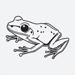 Tree Frog Line Art Illustration,Black and White Frog Vector Drawing,Hand Drawn Frog Outline Sketch,Detailed Frog Line Drawing,Realistic Frog Vector Outline