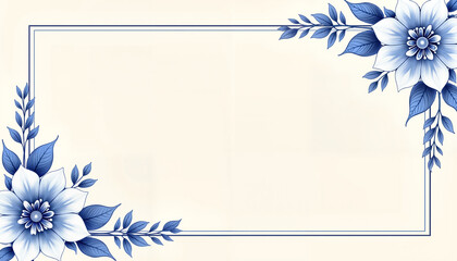 Elegant wedding invitation background with soft sapphire floral border, sophistication