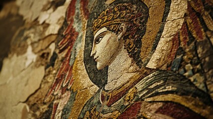 Fototapeta premium Angelic mosaic intricate ancient historical art