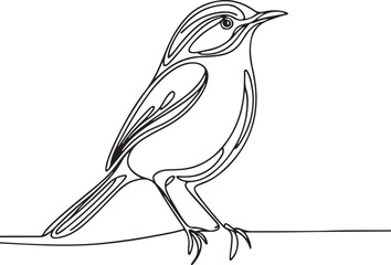 Minimalist Wren Line Art Illustration for Design