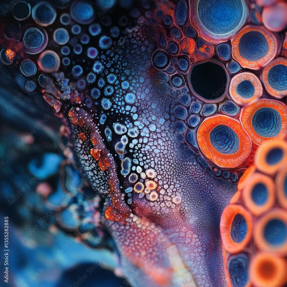 Poster abstract cells cluster creating colorful textures.
