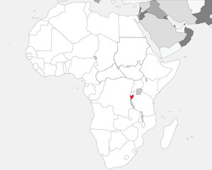 Detailed national location map of BURUNDI within the great continent of Africa