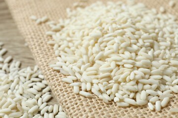 Composition with white rice on the table
