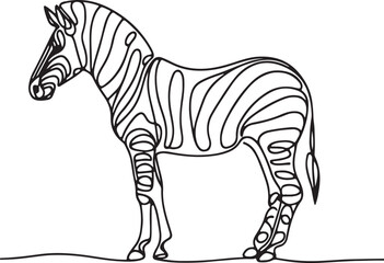 Simple Zebra Silhouette Line Drawing Vector