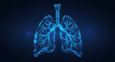 Abstract vector lungs in a starry sky theme, representing healthcare technology.