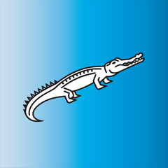 Crocodile Line Art Illustration,Black and White Crocodile Vector,Alligator Outline Drawing