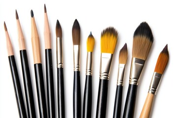 Fototapeta premium Various art brushes for painting and craft projects