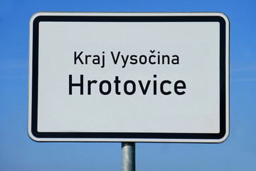 Ortsschild Kraj Vysočina Hrotovice