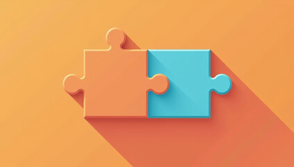 puzzle combines two pieces single visual line illustration