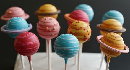 Planet Cake Pops Display Delicious and Festive Space-themed Treats