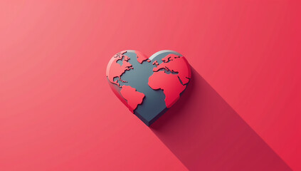 flat globe shaped heart popular symbol love graphic design logos globally worldwide