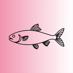 Simple Fish Line Art Illustration,Minimalist Fish Outline Drawing,Vector Fish Icon Black and White,Hand Drawn Fish Sketch Design