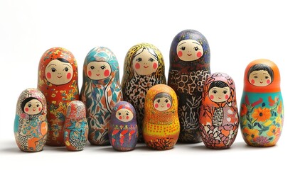 doll, toy, russia, matryoshka, souvenir, babushka, isolated, dolls, wood, wooden, traditional, family, white, nesting, matrioshka, culture, matreshka, painted, matrioska, set, group, red, art, small, 