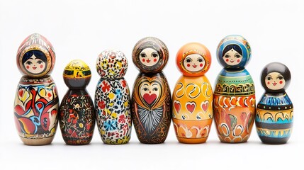 doll, toy, russia, matryoshka, souvenir, babushka, isolated, dolls, wood, wooden, traditional, family, white, nesting, matrioshka, culture, matreshka, painted, matrioska, set, group, red, art, small, 
