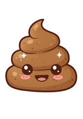 A funny and adorable poop emoji with a smiling face and pink cheeks
