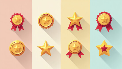 reward icons editable line sets various rewards bonuses star