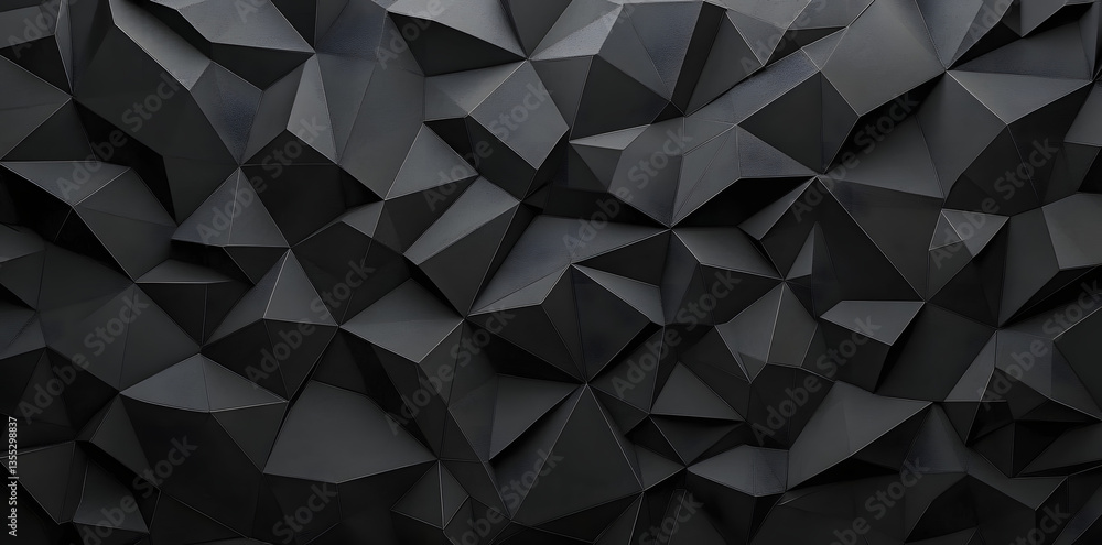 Aufkleber tileable low poly twinkling geometric polygon background texture in dark charcoal grey with copy spa