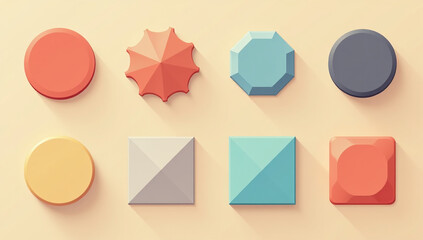 various shapes make icon button set including circle square polygon icons different numbers