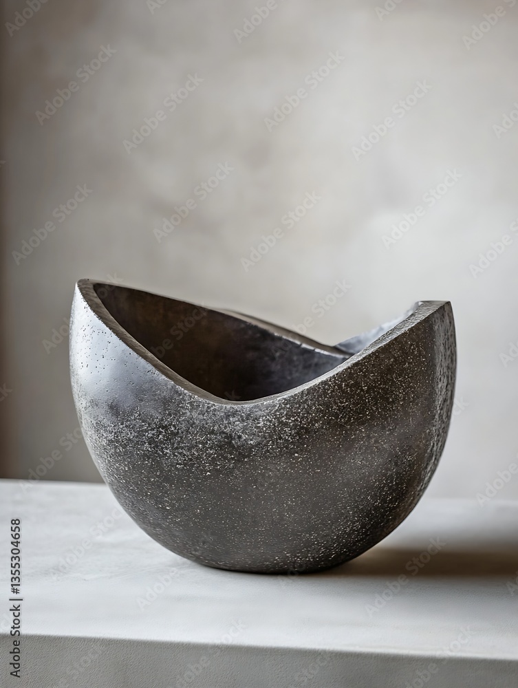 Poster unique artistic ceramic bowl showcasing modern design with smooth lines and textured finish for cont