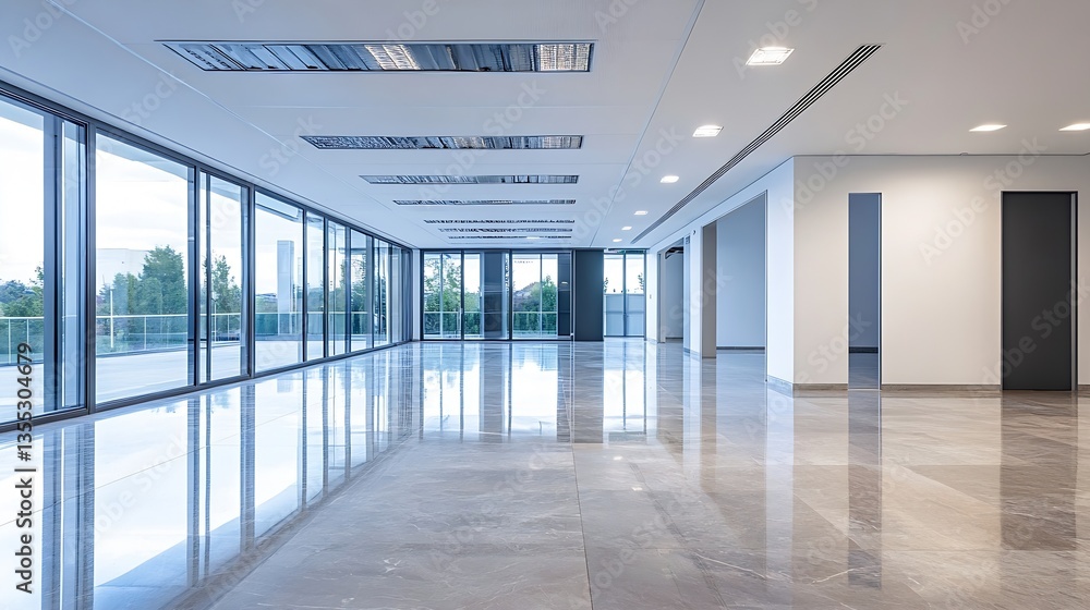 Aufkleber modern minimalist empty office space with natural light and spacious feel : generative ai