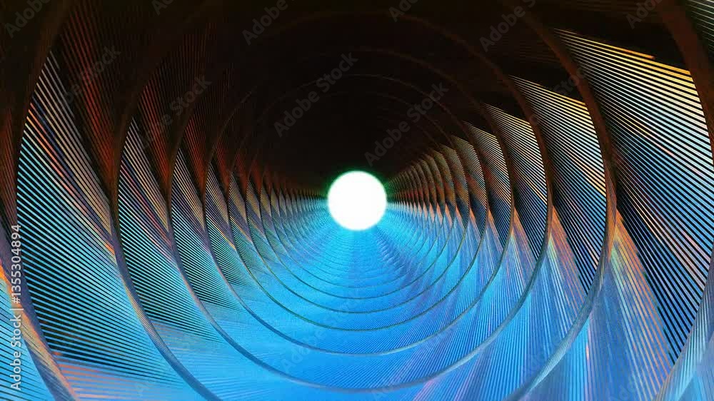 Poster discover a vivid tunnel of dynamic lines and radiant light, offering an immersive experience of capt