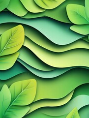 Obraz premium Explore fresh eco-friendly art with layered tropical leaves in vibrant green tones showcasing an organic natural aesthetic for a calming ambiance