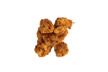 Appetizing fried legs in batter on an isolated white background which is used for advertising. bunch of chicken legs. view from above