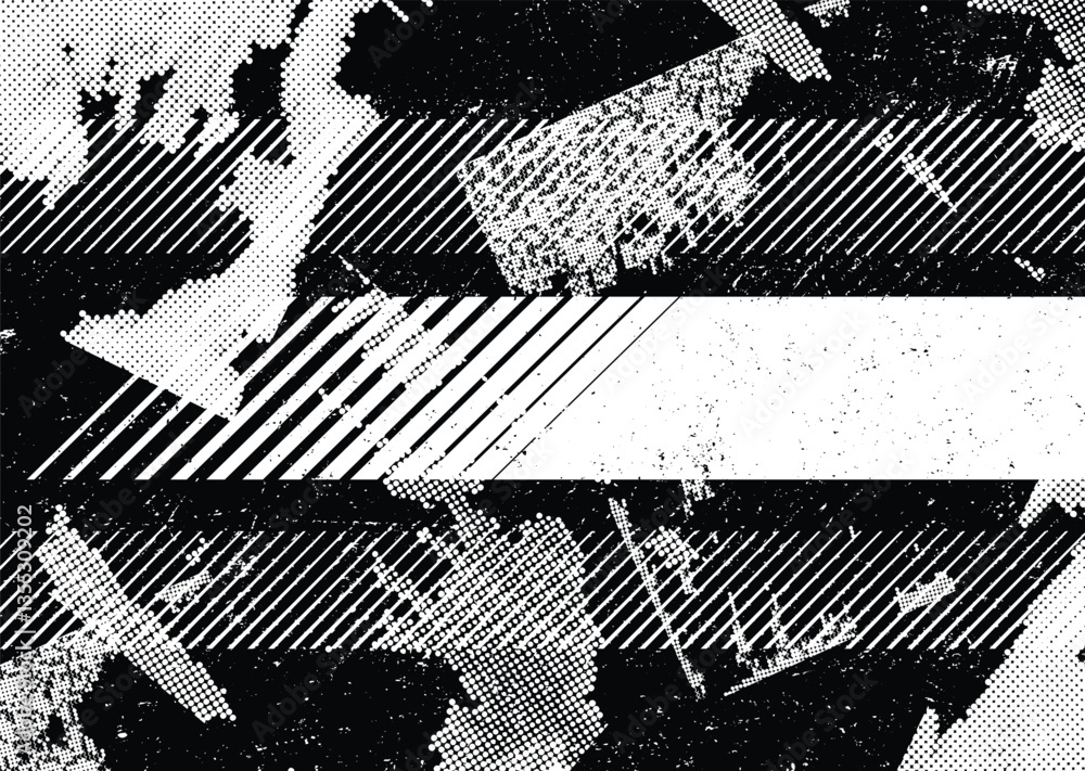 Poster Glitch distorted grunge layer . Noise destroyed texture. Checkered race grunge flag . Overlay grunge texture .Distressed effect .Vector shapes with a speed lines and tire tracks screen print texture.