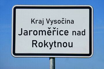 Ortsschild Kraj Vysočina Jaroměřice nad Rokytnou