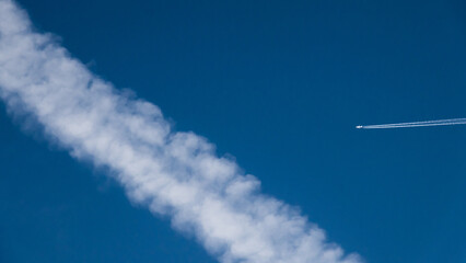 chemtrails, sky, blue, trails, exhaust, conspiracy theory, fumes, trails, plane, aircraft, airplane, jet, smoke