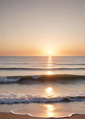 Obraz premium Sunset Over the Ocean with Gentle Waves