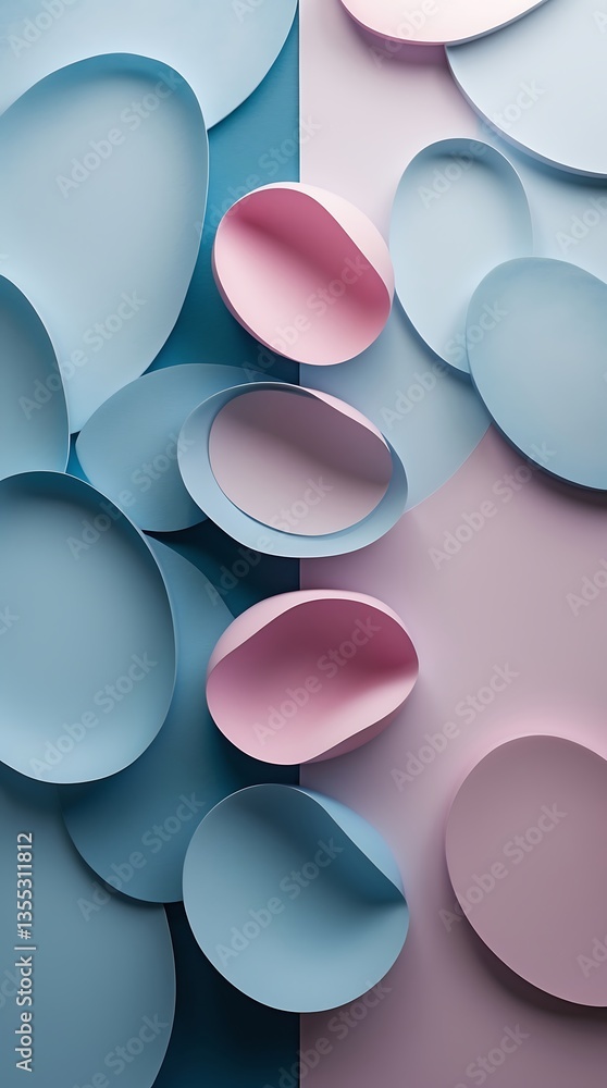 Aufkleber colorful layered paper shapes create an abstract composition on a textured surface