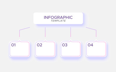 Infographics with numbered sections and purple shadows