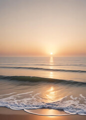 Obraz premium Sunset Over the Ocean with Gentle Waves