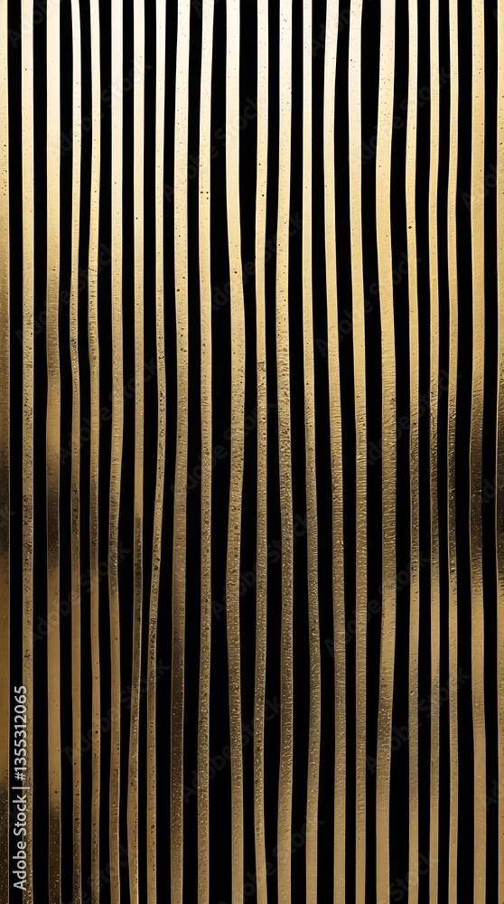 Poster golden vertical dashes in a black wallpaper pattern creating an elegant design