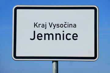 Ortsschild Kraj Vysočina Jemnice