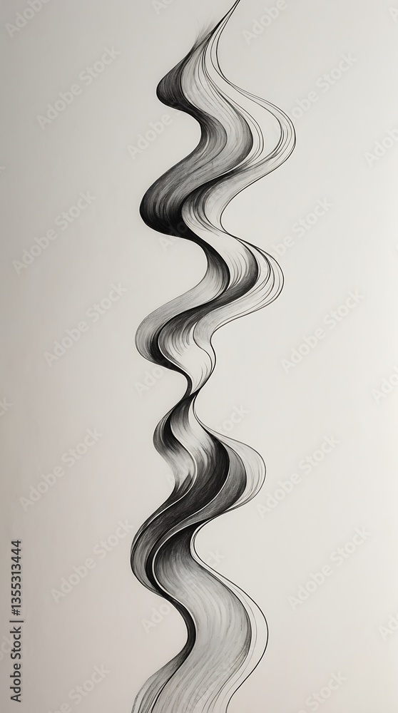 Poster fluid shapes creating a dynamic vertical sketch for decorative wallpaper designs