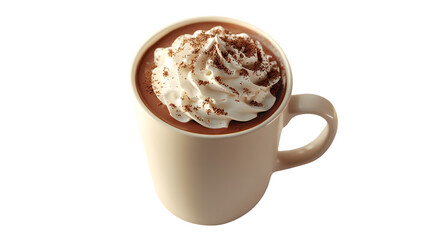Delicious Hot Chocolate with Whipped Cream and Cocoa Sprinkles in a Ceramic Mug