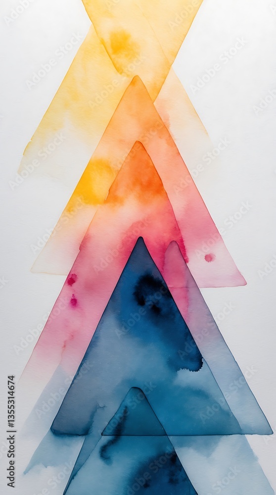 Aufkleber abstract watercolor triangles blending together in a colorful gradient pattern