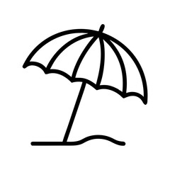 Beach Umbrella Outline Design on White Background  