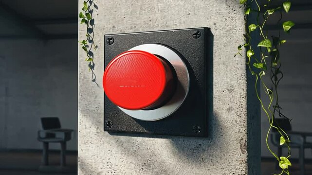 Red emergency button.