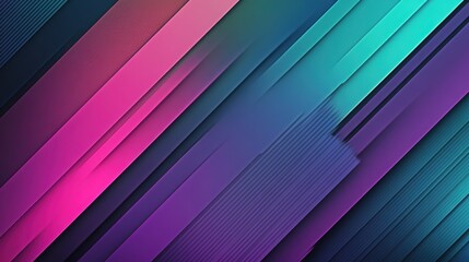 Fototapeta premium Stylish abstract wallpaper with neon purples, greens, and blues creating a striking and edgy design. Geometric shapes overlap and shift in space, blending sharp lines with softer, blended textures