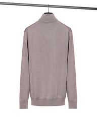 Back View of Premium taupe Wool Turtleneck