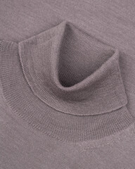 Close-Up of the Neckline of a taupe Wool Turtleneck
