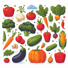 food, vegetable, fresh, vegetarian, healthy, background, organic, diet, tomato, green, vegan, ingredient, broccoli, fruit, health, carrot, vitamin, vegetables, illustration, collection, farm, apple, n
