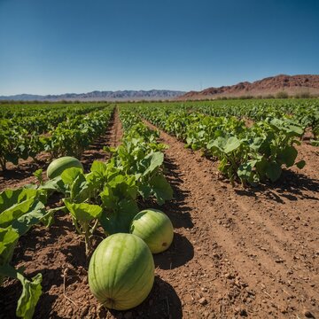 field of ripe watermelon