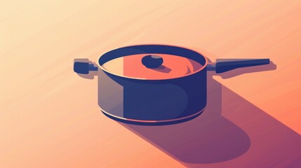Cooking Pot Illustration with Vibrant Colors and Shadows for Culinary Design